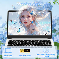 Vente en gros usine Nouveau PC portable Intel 14,1 pouces pour entreprise et bureau, clavier anglais, Windows 11, SSD 256 Go, écran IPS, Quad Core 1,7 GHz