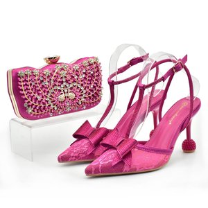 Los últimos Zapatos elegantes <span class=keywords><strong>de</strong></span> tacón alto Peep-toe con bolso para dama Party - Product Image 3