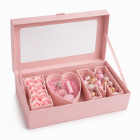 Boîte cadeau rose imperméable haut de gamme pour la fête des mères, design « I Love U », ruban rose pastel mat, éponge, tailles personnalisables