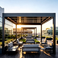 Créer un espace lounge de toit haut de gamme, pergola bioclimatique autoportante commerciale avec toit à lames motorisées et éclairage LED