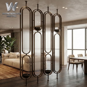 Mampara de Vidrio Artístico de Acero Inoxidable 304 Personalizada de Lujo, Corte Láser, Acabado Mate o Brillante, para Hoteles, Villas, Restaurantes y Salones - Product Image 6