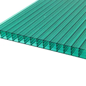 Çatı kaplama için yüksek darbe optik şeffaf 10mm 12mm dört duvar içi boş polikarbonat levha