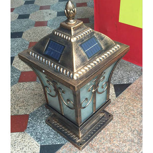 Solar <b>Pillar</b> <b>Light</b> 400x300mm Copper Outdoor Garden LED Lamp With Solar Panel For Wall Mounting - Product Image 1