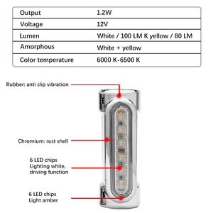 할리 로드 킹/투어링 모델용 <span class=keywords><strong>LED</strong></span> 엔진 가드 턴 시그널 라이트 IP67 스위치백 주행등 앰버 - Product Image 4
