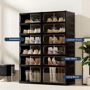 Black Portable Plastic Shoe Cabinet One-Piece Easily Installed Plastic Shoe Cabinet Custom Logo Plastic Shoe Cabinet - Product Image 4