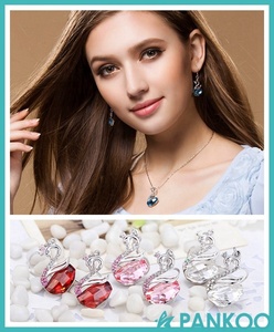 Cadeaux pour petite amie, collier de luxe en <span class=keywords><strong>argent</strong></span> sterling <span class=keywords><strong>925</strong></span> cristal autrichien avec pendentif cygne, ensemble de bijoux - Product Image 5