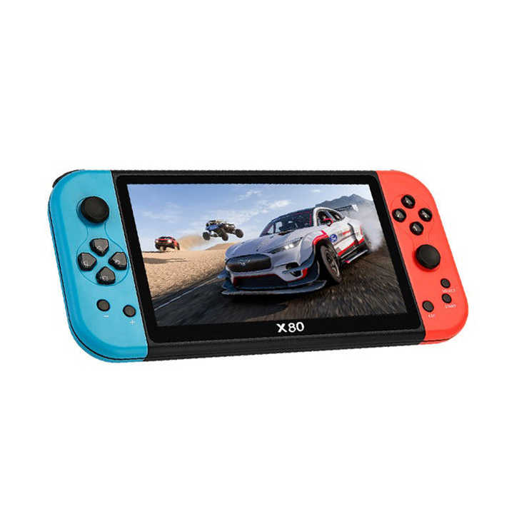 X80 Handheld Game Console 2025 - 7 Inch HD Retro Gaming Portable With 20000+ Games TV Output Blue&Red