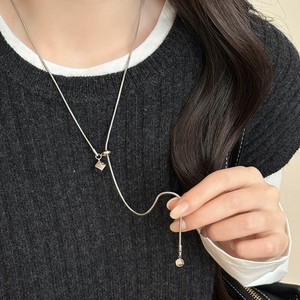 Korean Style Titanium Steel Pull Out Necklace Lock Shape Geometric Sweater Chain For Women Daily Wear Autumn Winter Accessory - Product Image 4