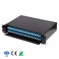Panel Patch serat optik LC Duplex 24 Port 48F 96F kotak Terminal serat optik pemandu geser 48 core