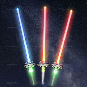 26 "Starwars <span class=keywords><strong>LED</strong></span> Alien espada resplandor entretenimiento intermitente UFO Blaster láser sable de luz Cosplay luz varita juguete divertido niños - Product Image 1