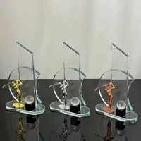 Trophée de golf en métal transparent or, argent, bronze avec logo personnalisé, cristal, pour les championnats sportifs et les récompenses commémoratives