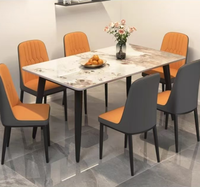Ensemble de table à manger en pierre frittée, mobilier de salle à manger rectangulaire moderne avec chaises en PU, table à manger pour la maison et les restaurants, vente en gros