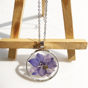 Collier avec pendentif en chaîne pour femmes, bijou personnalisé, couleur rose violet, larkspure, <span class=keywords><strong>naissance</strong></span>, <span class=keywords><strong>juillet</strong></span> - Product Image 6