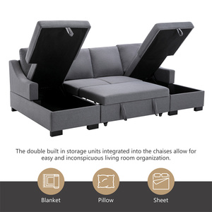 <span class=keywords><strong>Divano</strong></span> <span class=keywords><strong>Letto</strong></span> Angolare <span class=keywords><strong>a</strong></span> U del Produttore con Penisola Estraibile e <span class=keywords><strong>Contenitore</strong></span>, Convertibile in <span class=keywords><strong>Letto</strong></span> King Size - Product Image 3