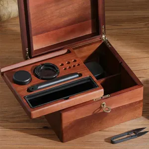 Ashtree Solid Wood La'cannapa Large Stash Box Has Deep Compartments And A Pocket Lid To Store Accessories Stash Box Kit