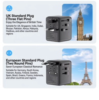 Adaptador de Viaje Universal Multifuncional de 45W con Cargador de Pared para Teléfono y Puntos de Carga Rápida USB y Tipo-C para EE. UU., Reino Unido, Australia y la UE