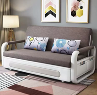 Canapé-lit de luxe moderne pour salon, pliable et extensible, avec structure métallique, revêtement en tissu, mousse haute densité et rangement, idéal pour appartement