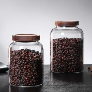 Grand récipient de stockage en <span class=keywords><strong>verre</strong></span> borosilicate de grande capacité avec couvercle hermétique en <span class=keywords><strong>bois</strong></span> d'acacia, pot alimentaire en <span class=keywords><strong>verre</strong></span> hermétique pour cuisine, vente en gros - Product Image 4