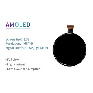 Écran AMOLED OLED rond de 1,32 pouce, résolution 466x466, interface SPIQSPIMIPI, 600cD, IC CO5300 - Product Image 2