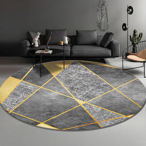 Tapis rond moderne en velours cristal, motif géométrique, résistant aux taches, grand tapis de sol pour salon, décoration intérieure - Product Image 1
