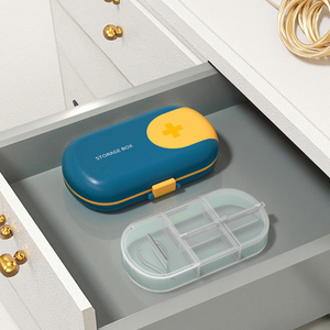 Wholesale Hot Sale Large Capacity 4 Compartment Plastic Pill Box PP Material <b>Monthly</b> Tablet Organizer Twice Daily Cutter <b>Planner</b> - Product Image 2