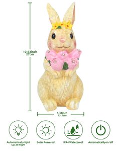 Thỏ Năng Lượng Mặt Trời Vườn Bức Tượng Ngoài Trời Trang Trí Nội Thất-Ngoài Trời Bức Tượng Cho Sân Vườn Ban Công Sân Trang Trí Sinh Nhật Quà Tặng Cho Phụ Nữ - Product Image 3