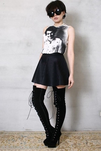 Chaussures de travail pour femme d'hiver, bottes en fourrure à lacets, bottes épaisses au-dessus du genou, talons hauts de <span class=keywords><strong>6</strong></span> pouces, chaussures de soirée, bottes longues de 15 cm, chaussures de scène - Product Image 4