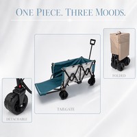 Chariot pliable élargi robuste pour le camping avec roues tout-terrain, chariot utilitaire pliable 200 kg pour usage extérieur