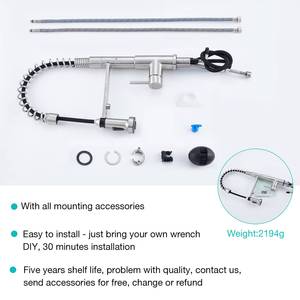304 Stainless Steel Drinking Water 3 Way Kitchen Faucet with Pull Down Spray Head - Product Image 6
