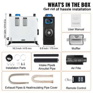 Diesel Air Heater All in One, One Air Outlet, 8KW 12V With Red LCD Switch, <b>Remote</b> <b>Control</b> for Car, RV Truck, <b>Boat</b>, Caravans - Product Image 6