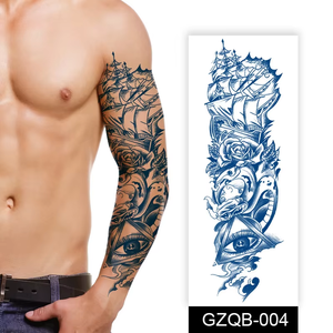 Autocollants de tatouage temporaires à base de plantes pour bras entier, étanches, motif Vierge Marie, Couronne, Lion, pour hommes, vente en gros - Product Image 5