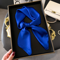 Écharpe carrée en satin de soie unie simple d'été 70*70cm, châles, bandeaux pour la tête, hijabs unis à la mode pour femmes