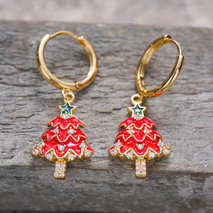 Boucles d'oreilles pendantes étoile de Noël en émail pour femme, bijoux festifs et élégants - Product Image 6