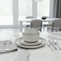 Service de vaisselle en céramique blanche |   Compatible micro-ondes, lave-vaisselle et four |   Assiettes et tasses anti-fuite |   Cuisine Quotidienne