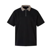 T-shirt d'été personnalisable pour hommes pour POLO et revers Nouveau patchwork à carreaux rétro américain Design simple
