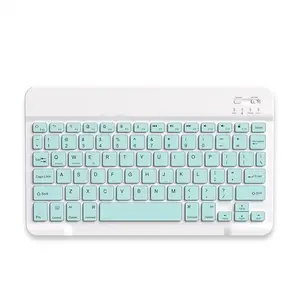 Keyboard dan mouse nirkabel, papan ketik gigi biru sunyi warna-warni portabel dapat diisi ulang
