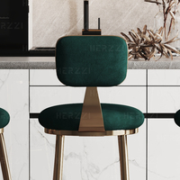 Tabourets de bar à hauteur fixe en cuir de dossier en métal moderne Vintage nordique pour comptoir d'îlot de cuisine et salle à manger