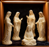 Estatuas DE LA Virgen María de resina blanca con centro de mesa de pose de loto, colección de figuritas religiosas de la Madre María para la decoración del altar del hogar