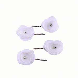 White <b>Flower</b> Hair Pin Metal Girl Hair <b>Clip</b> Bobby Pin Hair Decoration Accessories 4pcs/Set - Product Image 6