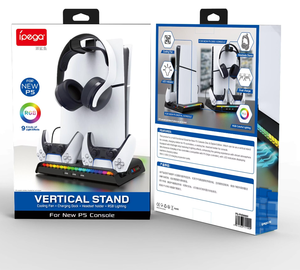 Base de Carga Vertical PG-P5S006 para <span class=keywords><strong>PS5</strong></span> con Luz LED RGB, Soporte de Almacenamiento para Consola P5 - Product Image 6