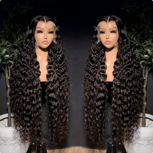 250 Dichte 13x4 Lace Front Perücken Echthaar Raw Virgin Brazilian 40 Zoll Curly Deep Wave Glueless Perücke 13x6 HD Lace Frontal Perücken - Product Image 1