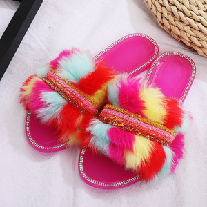 Women Fashion Faux Fur Slides <strong>Girls</strong> <strong>Transparent</strong> Sandals Slip-On Jelly Slides Ladies Flat Beach Sandals Outdoor Holiday <strong>slippers</strong> - Product Image 3