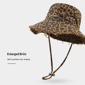 <span class=keywords><strong>Cappello</strong></span> da Pescatore <span class=keywords><strong>Leopardato</strong></span> 100% Cotone, Casual da Donna, Primaverile ed Estivo, Versatile con Tesa Larga - Product Image 2