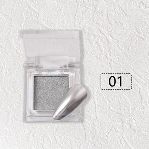 Art des ongles en acrylique argenté effet miroir magique avec poudre aurora et or titane solide, style effet miroir chromé - Product Image 6