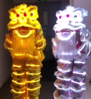 Costume de danse du lion chinois à LED, ensemble de tête de lion dorée et blanche lumineuse pour le Nouvel An, festival, spectacle sur scène, décoration