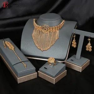Zimas Grosir Modis Afrika Set Perhiasan Wanita, Perhiasan Mewah Display Emas Nigeria