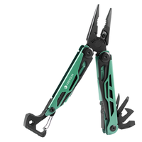 Pince multifonction industrielle 16-en-1 verte avec couteau pliant en aluminium et kit de tournevis pour sertissage, réparation, camping et activités de plein air