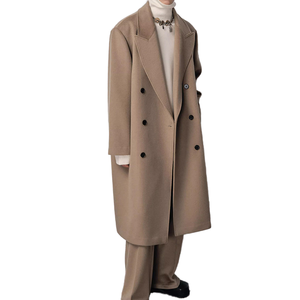 Stile Vintage lana si fonde sopra bottone tinta unita Casual Trench <span class=keywords><strong>uomo</strong></span> <span class=keywords><strong>Cashmere</strong></span> <span class=keywords><strong>cappotto</strong></span> lungo con tasche - Product Image 1
