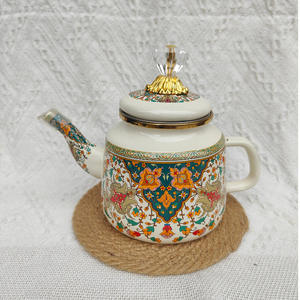 Nouvelle <span class=keywords><strong>théière</strong></span> en émail de couleur émail, design moderne et simple, bouilloire à fond plat avec couvercle pour le thé au lait, le beurre et les assaisonnements - Product Image 3