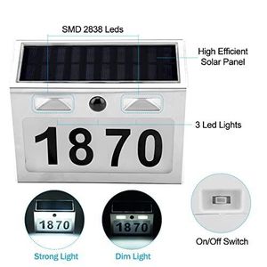 Plaque de numéro de <span class=keywords><strong>maison</strong></span> solaire DIY avec lumière LED à détecteur de mouvement 200LM, numéro d'adresse solaire avec éclairage - Product Image 5